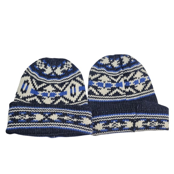 NWT Polo Ralph Lauren Blue Fair Isle Beanie Unisex Winter Hat Rare One Size